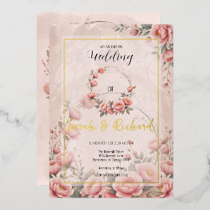 Invitation En Aluminium Plush Peach Pink Secret Jardin Floral Mariage