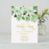 Invitation En Aluminium Poinsettias blanches | Pinecones Pine Fête (Debout devant)
