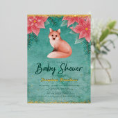 Invitation En Aluminium Poinsettias et le Baby shower d'hiver Red Fox (Debout devant)