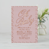 Invitation En Aluminium Points de saupoudrage Baby shower Confetti rose Pr (Debout devant)