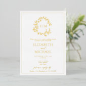 Invitation En Aluminium Poitrine feutrée Monogramme Mariage Brunch (Debout devant)