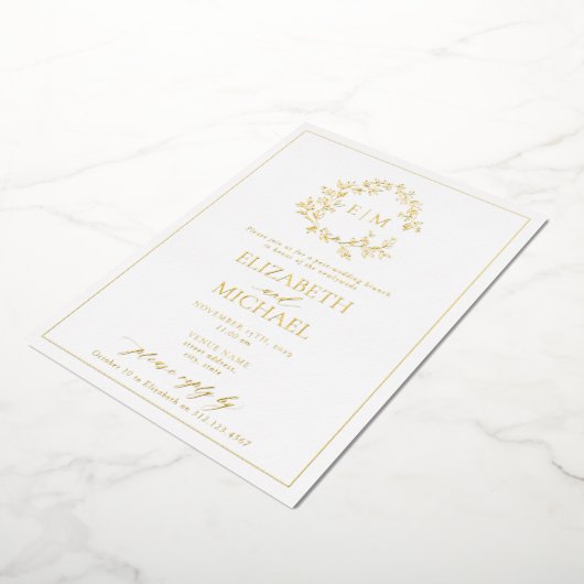 Invitation En Aluminium Poitrine feutrée Monogramme Mariage Brunch (Rotation)