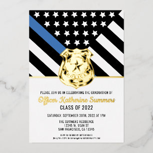 Invitation En Aluminium Police Ligne Bleue Mince Flag Félicitations Gradua