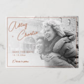 Invitation En Aluminium Police mixte moderne Magenta Rose Gold Enregistrer (Recto)