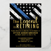 Invitation En Aluminium Police Retraite Ligne bleue Drapeau Application de (Recto)