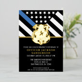 Invitation En Aluminium Police Retraite Ligne bleue Drapeau Application de (Debout devant)