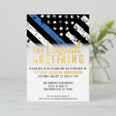 Invitation En Aluminium Police Retraite Ligne bleue Drapeau Application de (Debout devant)