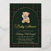 Invitation En Aluminium Polo Teddy Bear Tartan Preppy Baby Shower (Recto)