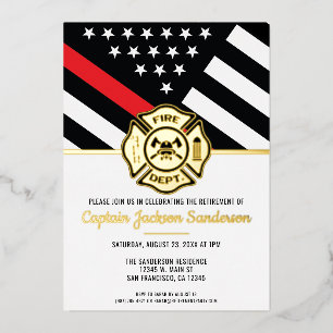 Invitation En Aluminium Pompier Retraite Ligne Rouge Flag Flaman