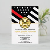 Invitation En Aluminium Pompier Retraite Ligne Rouge Flag Flaman (Debout devant)