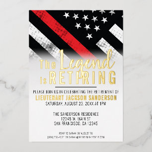Invitation En Aluminium Pompier Retraite Mince Red Line Flag Fireman