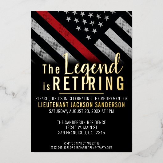 Invitation En Aluminium Pompiers Pompiers Retraite (Recto)