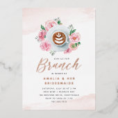Invitation En Aluminium Pony rose floral & Café Bridesmaids Brunch (Recto)