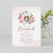 Invitation En Aluminium Pony rose floral & Café Bridesmaids Brunch (Debout devant)