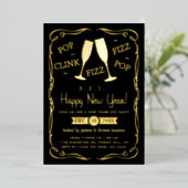 Invitation En Aluminium Pop, Clink, Fizz, New Years Eve Party Real (Debout devant)