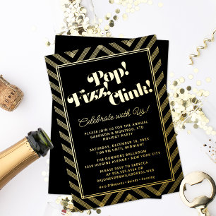 Invitation En Aluminium Pop ! Fizz ! Clink ! Fête de fin d'année