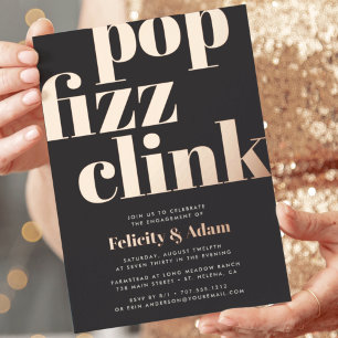 Invitation En Aluminium Pop Moderne Fête de Fiançailles