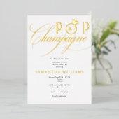 Invitation En Aluminium Pop The Champagne Simple Script Fête des mariées (Debout devant)