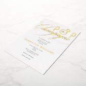 Invitation En Aluminium Pop The Champagne Simple Script Fête des mariées (Rotation)