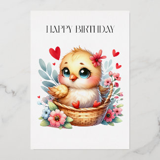 Invitation En Aluminium Poulet de naissance mignon.