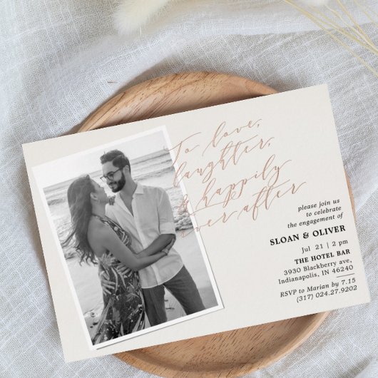 Invitation En Aluminium Pour aimer rire Citer photo Engagement