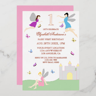 Invitation En Aluminium Premier anniversaire de fée