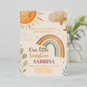 Invitation En Aluminium Premier anniversaire Sun et Rainbow Boho (Debout devant)