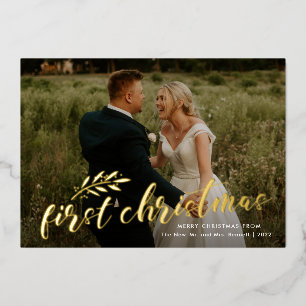 Invitation En Aluminium Premier Noël Écriture Manuscrite Mariage Photo Or