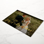 Invitation En Aluminium Premier Noël manuscrit Mariage photo Gold (Rotation)