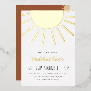 Invitation En Aluminium Premier Voyage Autour Du Soleil Photo Anniversai