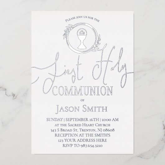 Invitation En Aluminium Première communion (Recto)