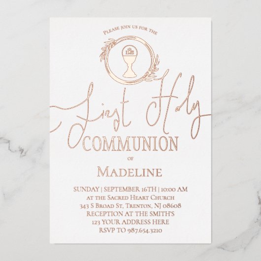 Invitation En Aluminium Première communion (Recto)
