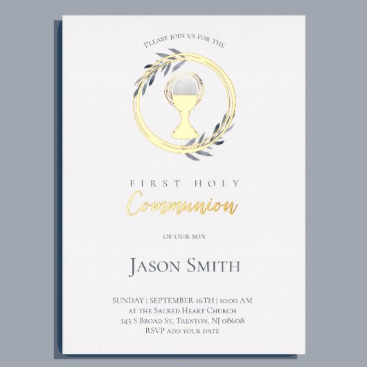 Invitation En Aluminium Première communion catholique