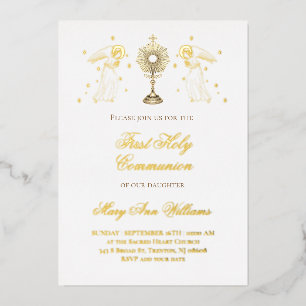Invitation En Aluminium Première communion catholique anges Eucharistie