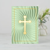 Invitation En Aluminium Première communion / Confirmation Mint Swirl Cross (Debout devant)