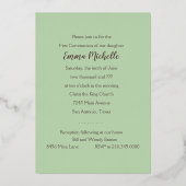 Invitation En Aluminium Première communion / Confirmation Mint Swirl Cross (Verso)