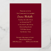 Invitation En Aluminium Première communion / Confirmation Red Swirl (Verso)