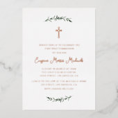 Invitation En Aluminium première communion croisée simple (Recto)