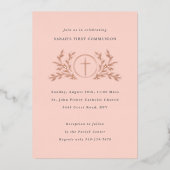 Invitation En Aluminium Première communion rose (Recto)