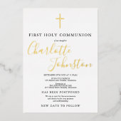 Invitation En Aluminium Première Communion Sainte Reportée Nouvelle Date (Recto)