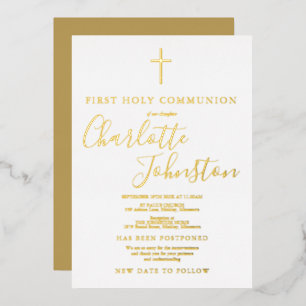 Invitation En Aluminium Première communion solennelle reportée