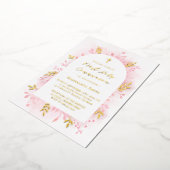 Invitation En Aluminium Première couleur rose de la Communion (Rotation)