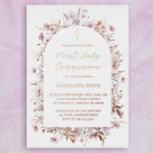 Invitation En Aluminium Première Sainte Communion fleurs sauvages argent