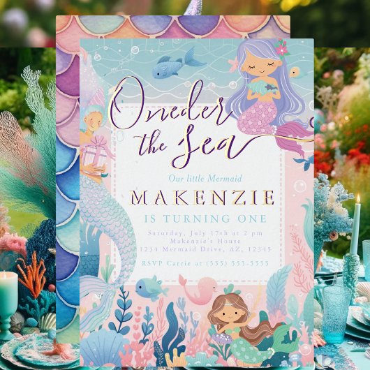 Invitation En Aluminium Première Sirène d'anniversaire