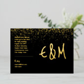 Invitation En Aluminium Premium Black Gold Monogramme Photo Leather Look F (Debout devant)