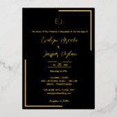 Invitation En Aluminium Premium Faux Gold Typographie moderne Mariage noir (Recto)