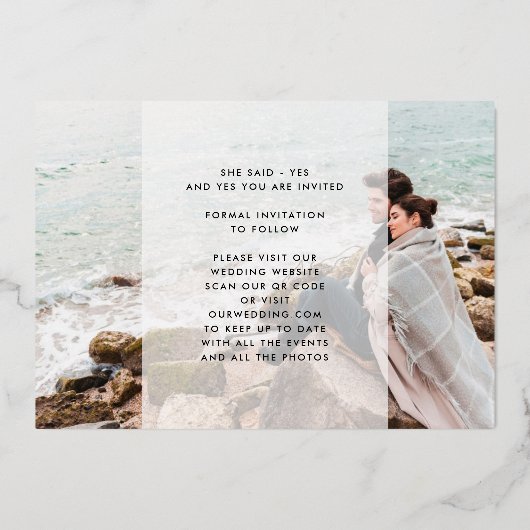 Invitation En Aluminium Premium Modern Text Photo DESIGNER Enregistrer La  (Verso)