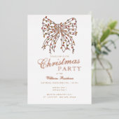 Invitation En Aluminium Preppy Coquette Bow Winter Christmas Lights Party (Debout devant)