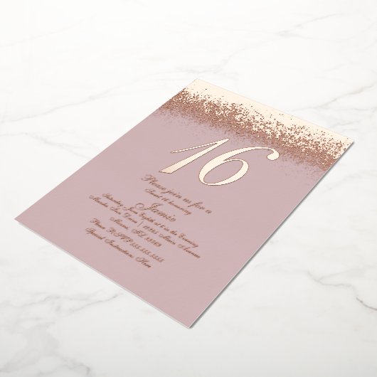 Invitation En Aluminium Pressage de Parties scintillant en or sweet sixtee (Rotation)