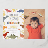 Invitation En Aluminium Pressé | Dinosaur Photo Boy Anniversaire (Recto)
